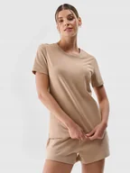 Koszulki i topy damskie - Koszulka Damska 4F T-shirt Bawełna Beżowa L Regular Na Lato - miniaturka - grafika 1
