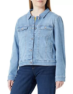 Samoon Damska kurtka dżinsowa z długim rękawem, zapinana na guziki kurtka dżinsowa + tkanina kurtka dżinsowa jednokolorowa, efekt spranego, Blue Denim, 46 - Kurtki damskie - miniaturka - grafika 1