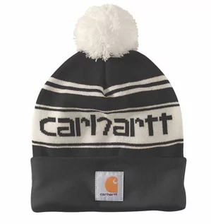 Czapki damskie - Czapka zimowa z pomponem Carhartt Knit Pom-Pom Cuffed Logo Beanie czarny - grafika 1