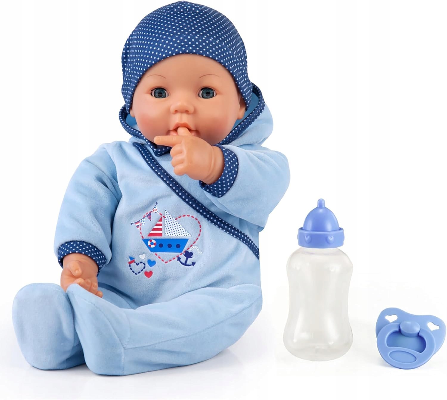 Lalka Chłopiec 46 CM Z Funkcją Mówienia Porusza Ustami Butelka Smoczek