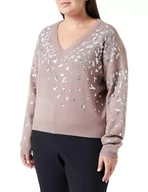 Swetry damskie - NALLY Damski sweter z dzianiny 11019451-NA02, kolor taupe srebrny, XL/XXL, szarobrązowy, srebrny, XL-XXL - miniaturka - grafika 1
