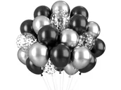 Balony i akcesoria - Zestaw balonów czarno-srebrny - 26 szt. - miniaturka - grafika 1