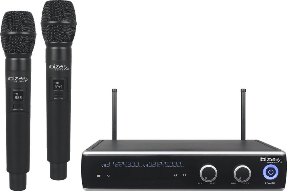 Zestaw mikrofonów bezprzewodowych do ręki UHF+ odbiornik 863.9 & 864.9MHZ one size