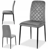 Krzesła - Krzesło Welurowe Tapicerowane Pikowane Do Jadalni Wysokie Grafitowe Loftowe - miniaturka - grafika 1