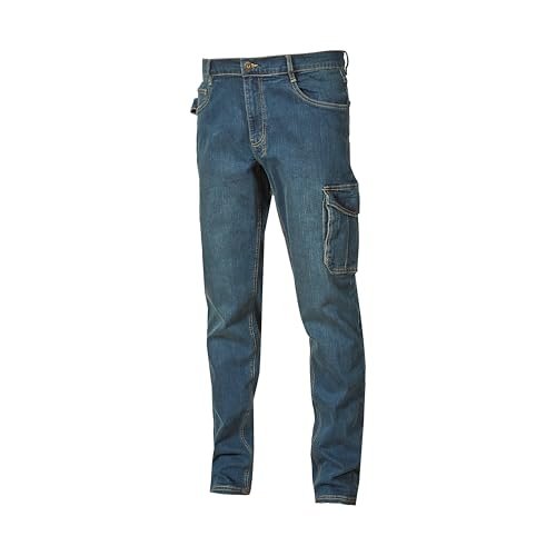 U-POWER Spodnie da Lavoro JAM, con Porta Ginocchiera, Slim-Fit, 5 miseczek portaoggetti, chiusura con bottone e zamek błyskawiczny YKK, Elasticizzato, 98% bawełna 2% elastan