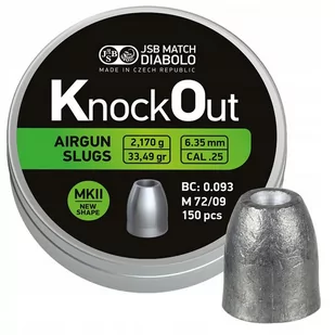 Śrut JSB KnockOut Slugs MK II .25 / 6.35 mm 2.170 g, 150 szt (546225-150) - Amunicja do wiatrówek - miniaturka - grafika 1