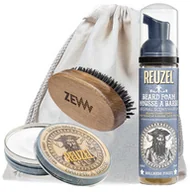 Zestawy kosmetyków męskich - Zestaw do pielęgnacji brody - Reuzel balsam do brody, Reuzel pianka do brody oraz mały kartacz do brody marki ZEW - miniaturka - grafika 1
