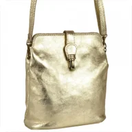 Torebki damskie - Mała skórzana listonoszka złota - miniaturka - grafika 1