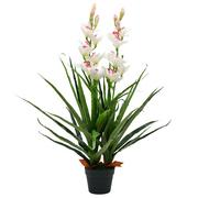 Sztuczne kwiaty - vidaXL Sztuczny storczyk cymbidium z doniczką, 100 cm, zielony - miniaturka - grafika 1