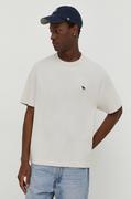 Koszulki męskie - Abercrombie & Fitch t-shirt bawełniany męski kolor beżowy z aplikacją - miniaturka - grafika 1
