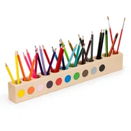 Pojemniki na zabawki - Organizer na kredki i przybory szkolne dla dziecka na biurko Drewniany sortownik na kredki Montessori Pojemnik na przybory szkolne Sorter na kredki .. - miniaturka - grafika 1