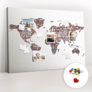 Duża Tablica, Korek 100x140 cm Wzór Ceglana mapa świata + Pinezki Kolorowe - Tablice i flipcharty - miniaturka - grafika 1