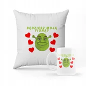 Gadżety dla niej i dla niego - ZESTAW PODUSZKA + KUBEK PREZENT NA WALENTYNKI DZIEŃ KOBIET SHREK #7 - miniaturka - grafika 1