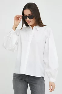Tommy Hilfiger koszula bawełniana damska kolor biały regular z kołnierzykiem klasycznym - Koszule damskie - miniaturka - grafika 1