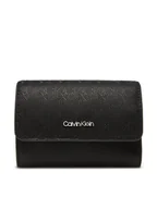 Portfele - Calvin Klein Portfel damski Ck Must Aop Small Trifold W Zip LV04F1038G Czarny - miniaturka - grafika 1