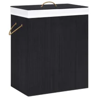 Kosze na bieliznę - The Living Store Bambusowy kosz na pranie z 1 komorą Czarny 83 L - miniaturka - grafika 1