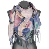 Apaszki i szaliki damskie - Chusta damska jesienno zimowa na prezent z frędzlami RCC19-1 niebieska - miniaturka - grafika 1