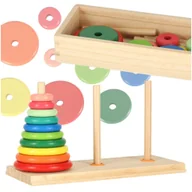 Zabawki interaktywne dla dzieci - Piramida Drewniana Wieża Hanoi z Krążkami Sorter dla Dzieci Montessori - miniaturka - grafika 1