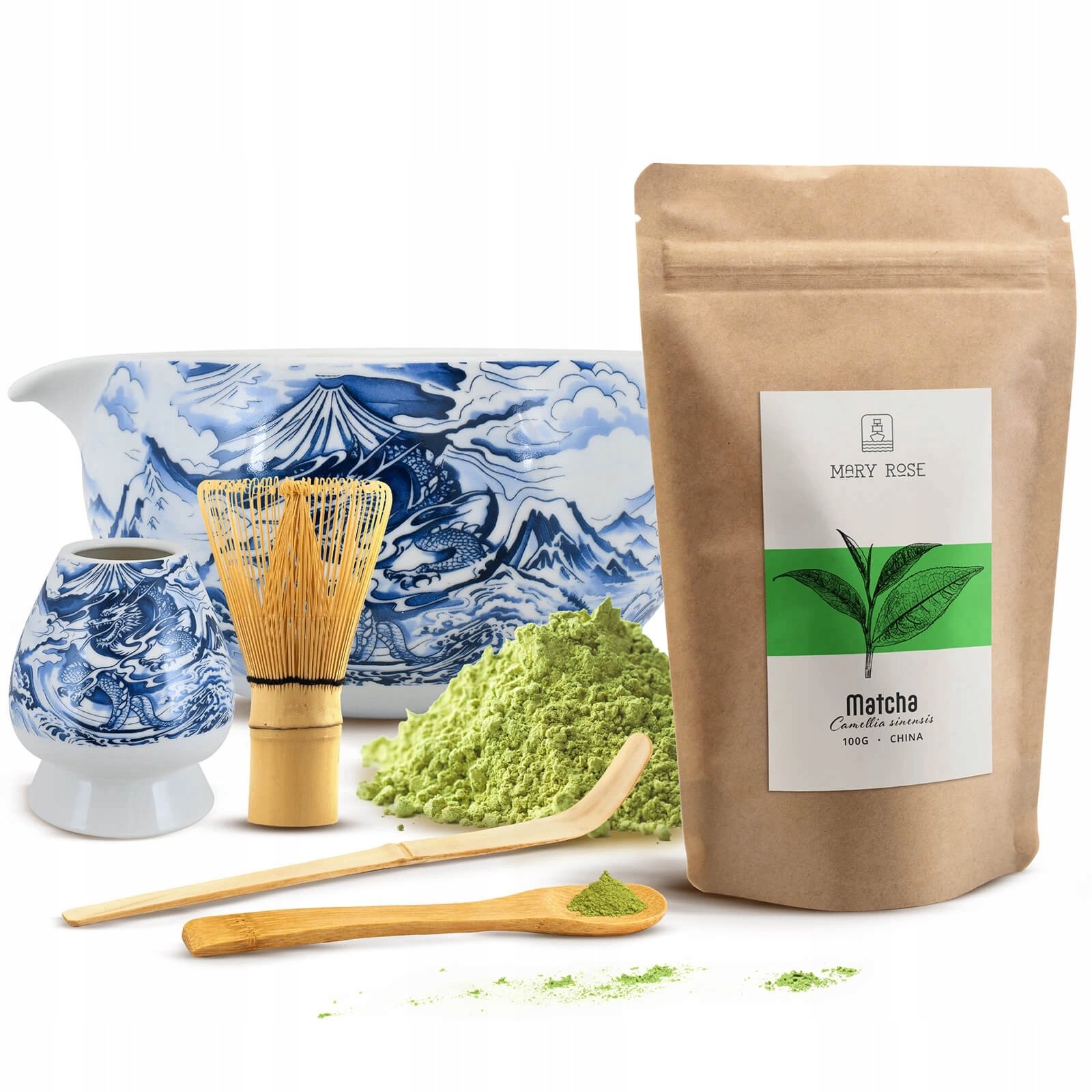 Zestaw akcesoriów Dragon do parzenia herbaty Matcha Matchawan Kusenaoshi
