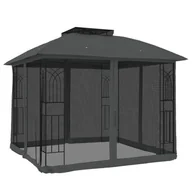 Altany ogrodowe - vidaXL Altana z podwójnym dachem i siatką wokół, antracyt, 2,94x2,94 m - miniaturka - grafika 1