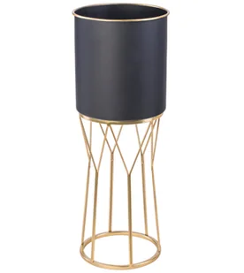 Osłonka metalowa na nóżkach SWEN black&gold, wys. 70 cm - śr. 22 cm - Donice - miniaturka - grafika 1