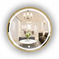 Lustra - LUSTRO PODŚWIETLANE OKRĄGŁE W ZŁOTEJ RAMIE 100 CM + WŁĄCZNIK LED - miniaturka - grafika 1