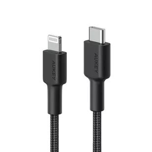 Aukey CB-CL03 NYLONOWY KABEL USB C-LIGHTNING 2M PD CB-CL03 BLACK - Kable USB - miniaturka - grafika 1