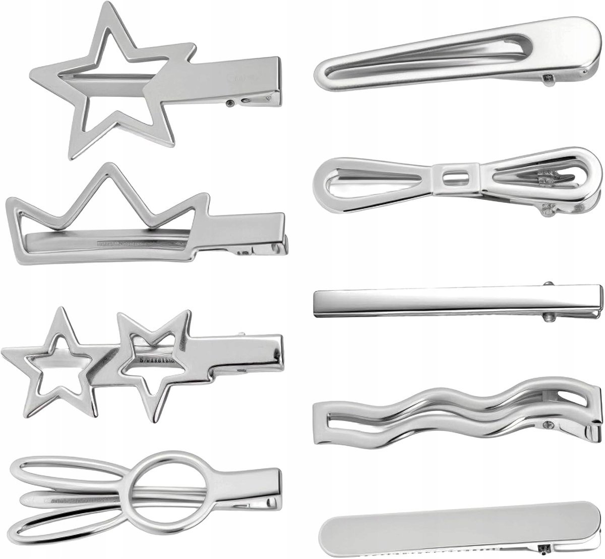 ZESTAW 25 SREBRNYCH SPINEK DO WŁOSÓW METALOWE MINIMALISTYCZNE DO STYLIZACJI