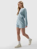 Spodenki damskie - 4F Spodenki dresowe z dodatkiem modalu damskie - niebieskie XS - miniaturka - grafika 1