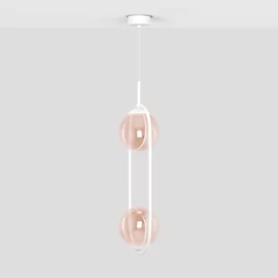 Biało-bursztynowa lampa wisząca z dwoma kloszami K-5305 z serii ARLENA - Lampy sufitowe - miniaturka - grafika 1