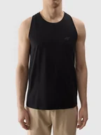 Koszulki męskie - Tank top regular gładki męski 4F 4FWSS24TSLEM076-20S Czarny - miniaturka - grafika 1