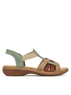 Sandały damskie - Rieker Sandały 65918-52 Zielony - miniaturka - grafika 1
