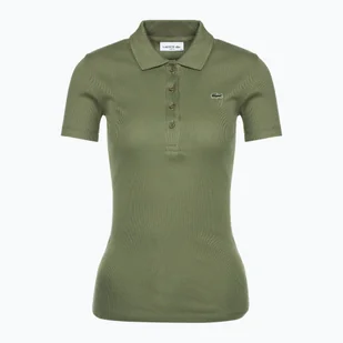 Koszulka polo damska Lacoste DF5377 khaki - Koszulki i topy damskie - miniaturka - grafika 1