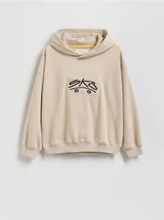 Reserved - Bawełniana bluza z kapturem - beżowy - Bluzy dla chłopców - miniaturka - grafika 1