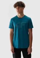 Koszulki męskie - Koszulka Męska 4F T-shirt Morska Zieleń Sportowy Regular Fit Bawełna M - miniaturka - grafika 1