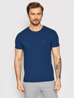 Koszulki męskie - Tommy Hilfiger T-Shirt MW0MW10800 Granatowy Slim Fit - grafika 1