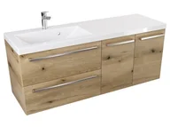 Szafki łazienkowe - Szafka Wisząca Z Umywalką ATHD 120 cm SD Lewa - Dąb Evoke Coast Mat - Uchwyty Stal Szczotkowana - miniaturka - grafika 1