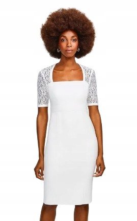 KAREN MILLEN SUKIENKA OŁÓWKOWA ECRU MIDI 38 1YŁX
