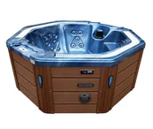 Baseny ogrodowe - HYDROSAN - Wanna SPA Jacuzzi ogrodowe z hydromasażem 7-osobowa 220x220 cm NIEBIESKA FALA OCEANU OBUDOWA KAWA SPA107 - miniaturka - grafika 1