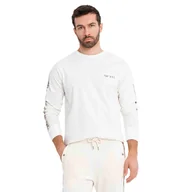 Koszulki męskie - Bawełniany męski longsleeve U-neck lampasy złamana biel OM-LSCL-0127 V3 XXL - miniaturka - grafika 1