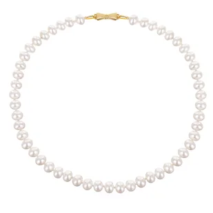 ENAYA LAMAR GOLD Naszyjnik z białych naturalnych pereł kolia chocker - 45 cm - Naszyjniki - miniaturka - grafika 1