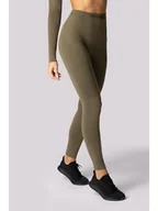 Spodnie sportowe damskie - Spaio Legginsy termiczne "Alpha" w kolorze khaki - miniaturka - grafika 1