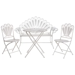 Zestaw mebli balkonowych z ławką PAVIA Metal Złamana biel - Meble ogrodowe Zestaw mebli balkonowych z ławką PAVIA Metal Złamana biel - Meble ogrodowe - miniaturka - grafika 1
