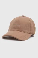 Czapki damskie - Calvin Klein czapka z daszkiem wełniana kolor beżowy gładka K60K612364 - miniaturka - grafika 1