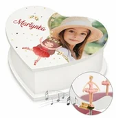 Pozytywki dla dzieci - Szkatułka na biżuterię w kształcie serca z pozytywką i Twoim zdjęciem dla dziewczynki na imieniny - miniaturka - grafika 1