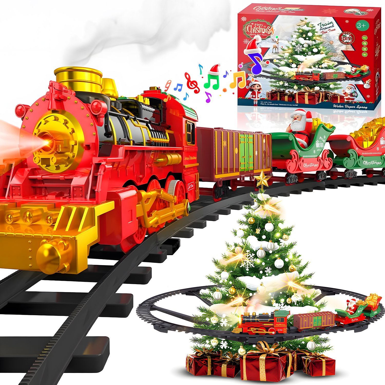 Pociąg na choinkę Kolejka świąteczna 288cm PlaySo 699-128A