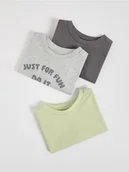 Bluzki dla niemowląt - Reserved - Bawełniany longsleeve 3 pack - jasnoszary - miniaturka - grafika 1