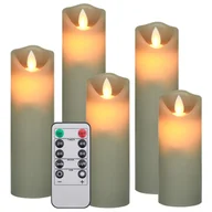 Lampy pozostałe - vidaXL Świece LED, elektryczne, z pilotem, 5 szt., ciepła biel - miniaturka - grafika 1
