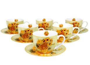 Filiżanki do  kawy i herbaty porcelanowe ze spodkami DUO Sunflowers Vincent Van Gogh 280 ml 6 szt - Filiżanki - miniaturka - grafika 1