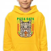 Bluzy dla dziewczynek - Bluza Dziecięca Z Kapturem Żółta Pizza Cats Wiele Wzorów -128 Cm (7-8) - miniaturka - grafika 1